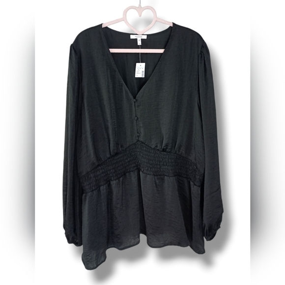 NWT Maurices Smocked Waist Top in Black - Picture 2 of 7